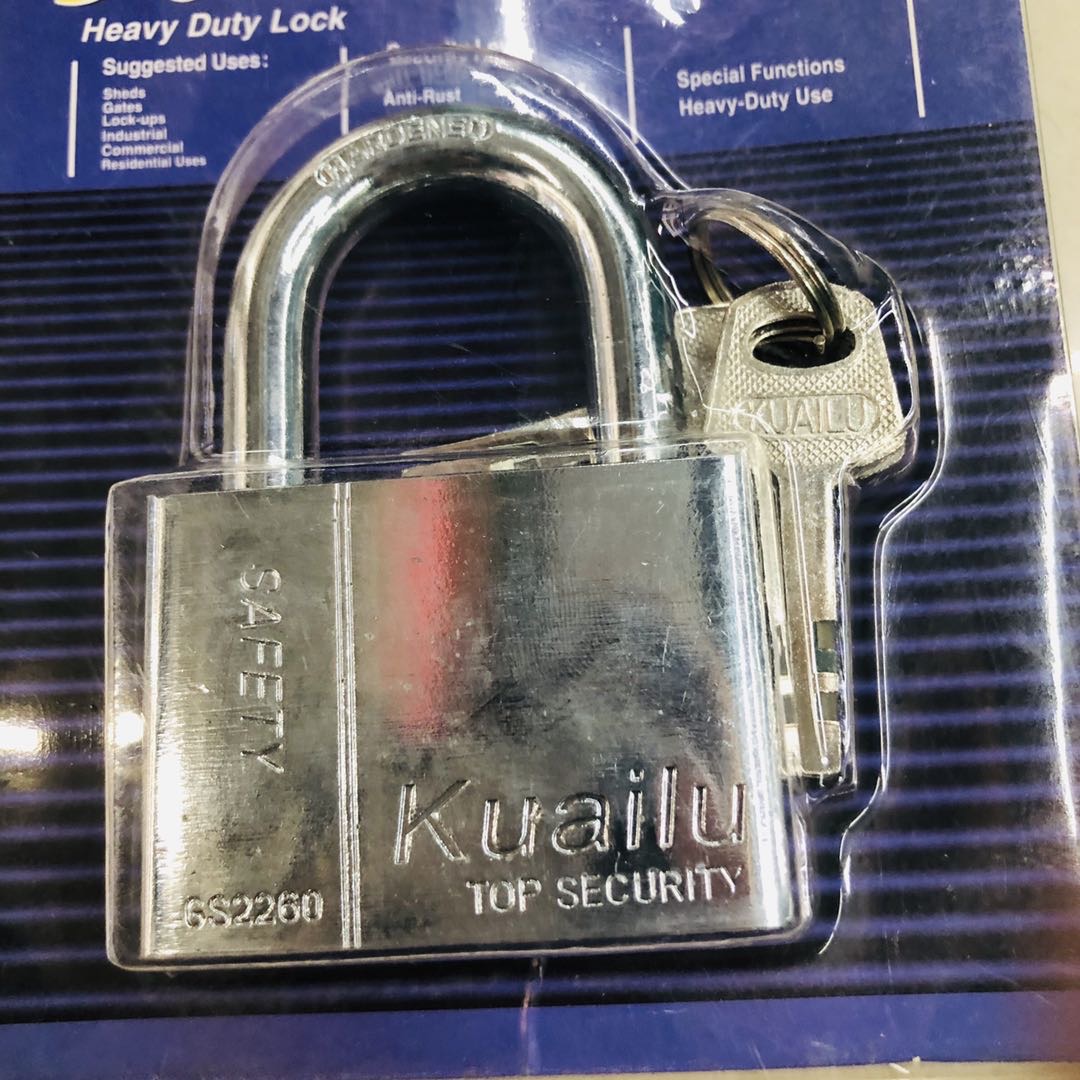 Factory direct sales of blade padlock, anti-theft and anti-skid, imitation stainless steel through lock details Picture