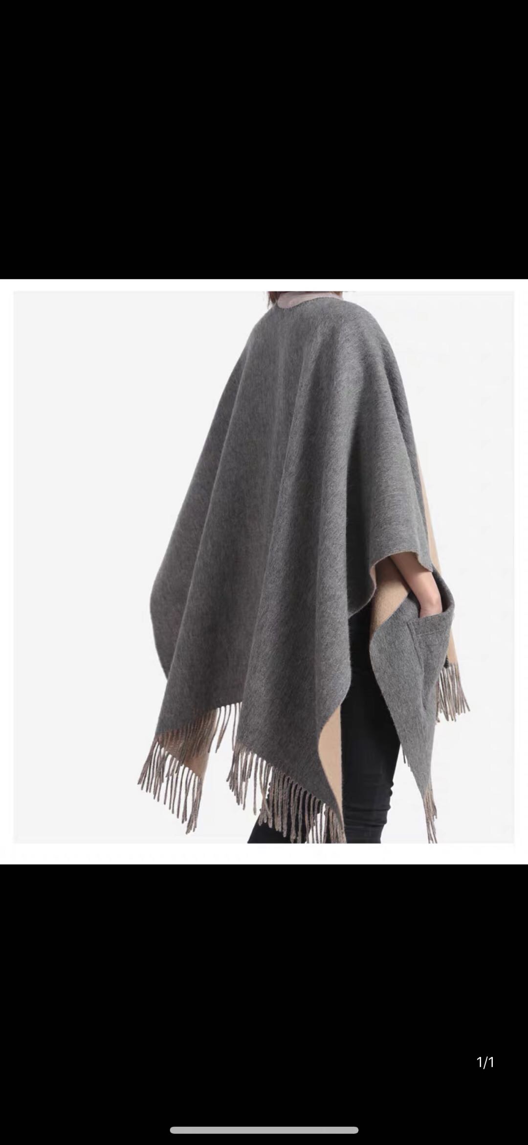 Women's Fashion Trend Casual Everything European And American Style Warm Split With Pocket Fringe Shawl Scarf details Picture