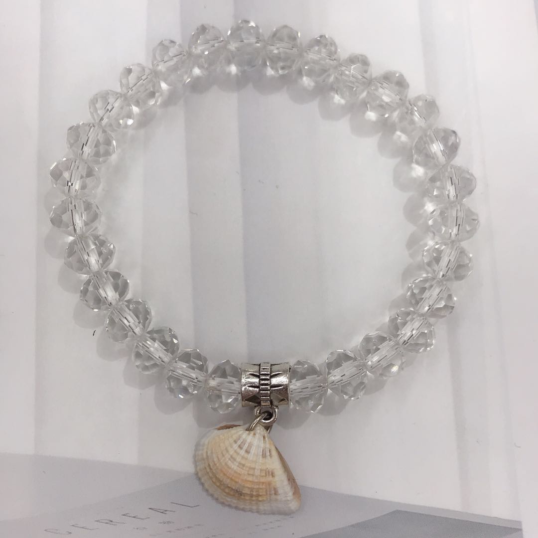 Trendy shell transparent crystal bracelet, versatile for both men and women, couple student jewelry, moon love accessory