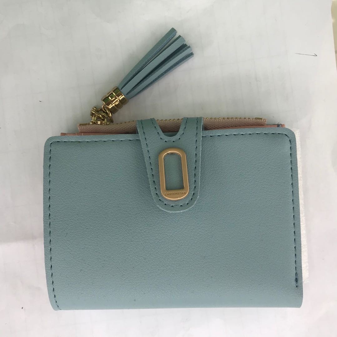 Short wallet for ladies is simple in blue thumbnail