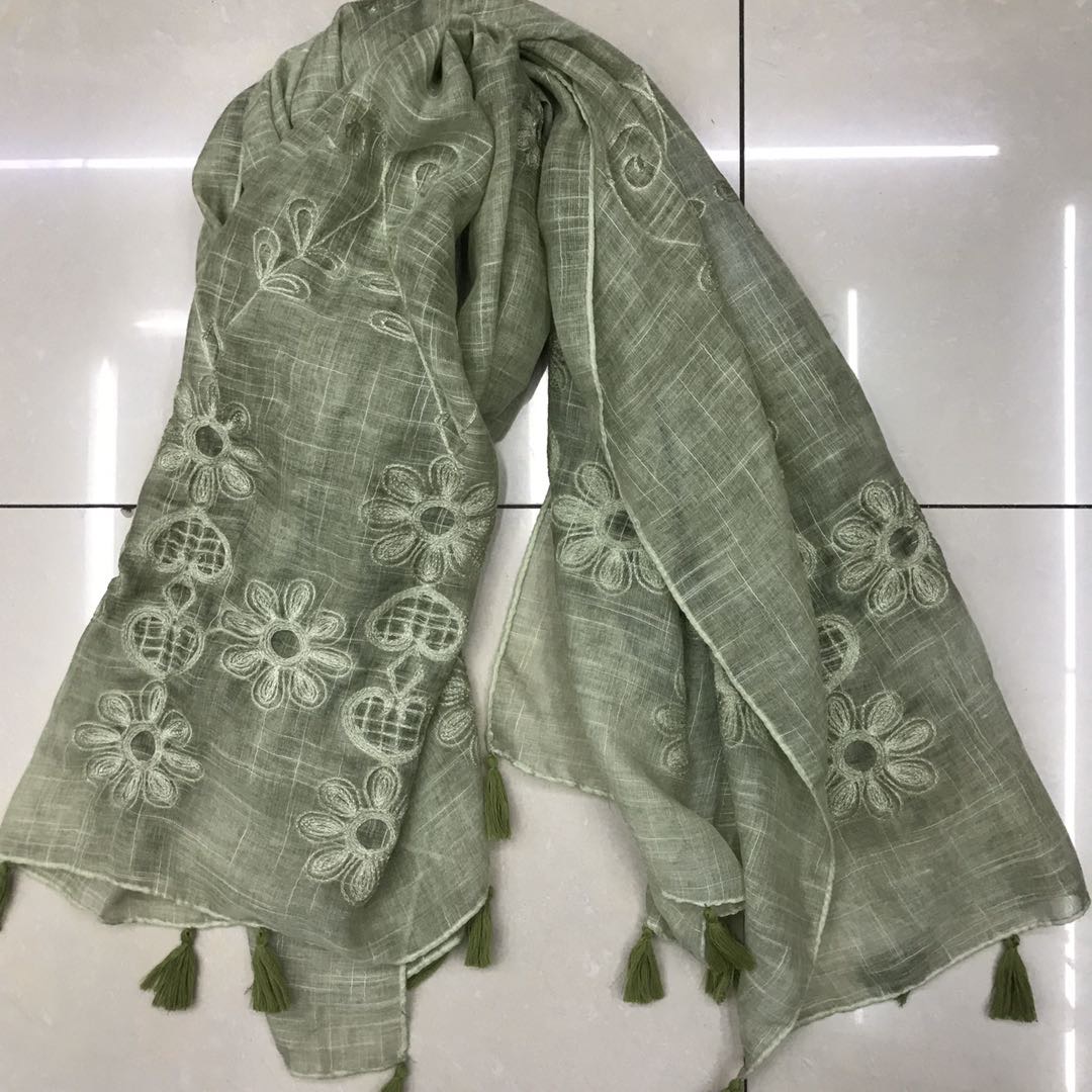 Imi Enig Spring/Fall Arabic Print Hanging Beard Green Women's Scarf