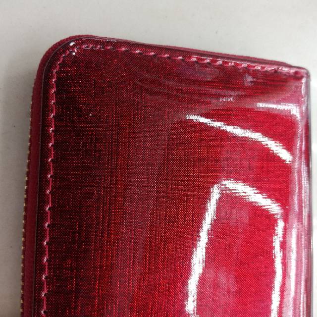 暗红色亮光女士手拿包钱包细节图