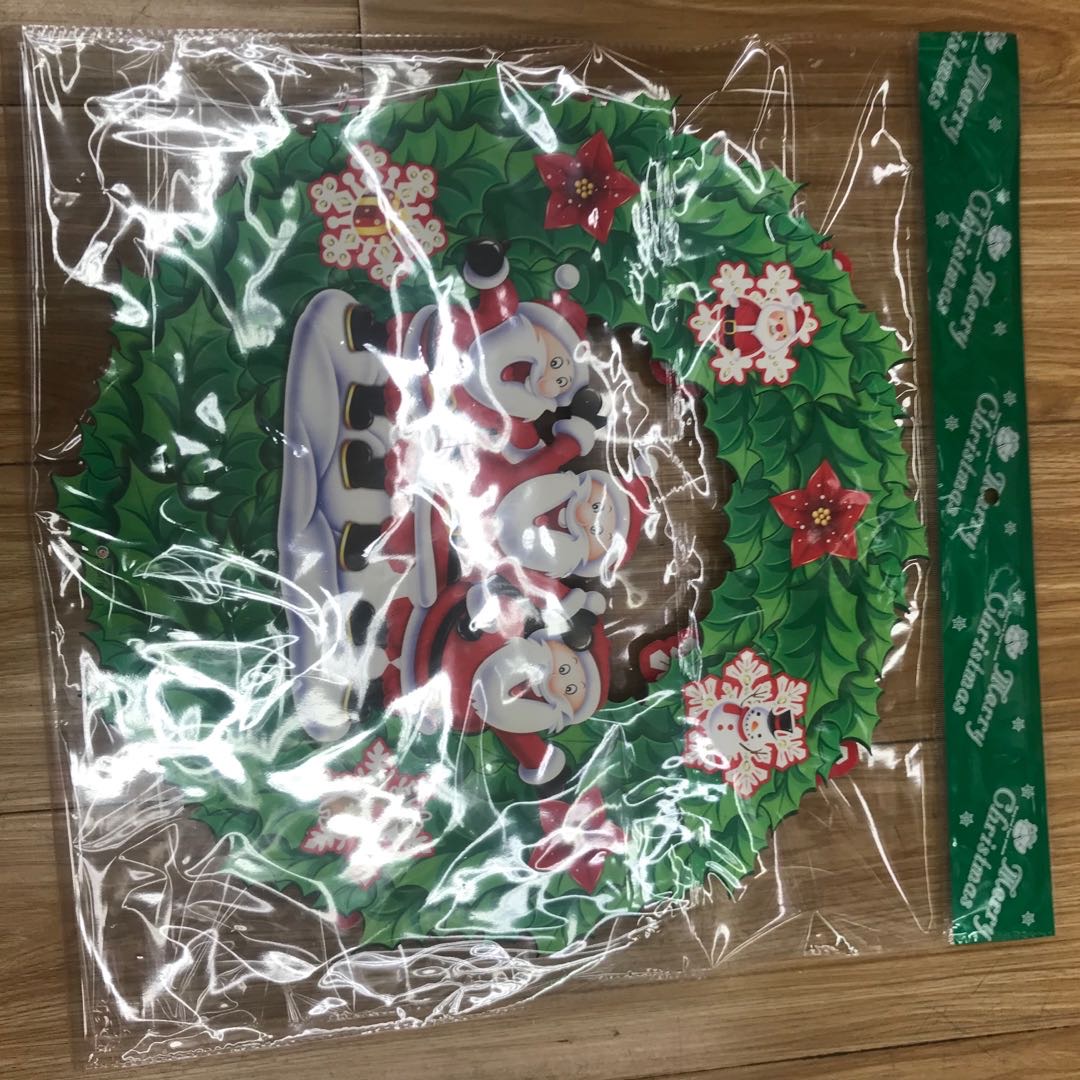 Factory direct sales and wholesale of Christmas paper wreath hanging bright pink 3D model 300pc details Picture