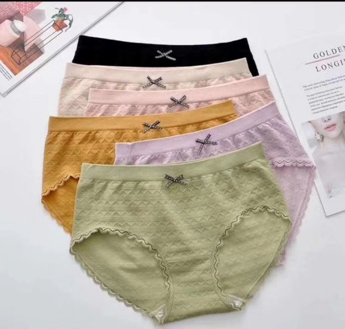 Women's Jacquard Underwear Women's Medium High Waist, Hip Lift Belly Breathable Women's Large Size Triangle Pants