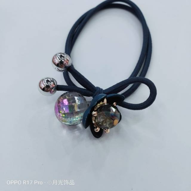 Korean style trendy and fashionable blue flower acrylic hair tie details Picture