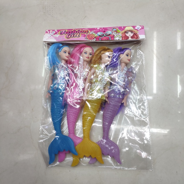 塑料美人鱼公主玩具4个装美人鱼公主女孩儿童生日礼物