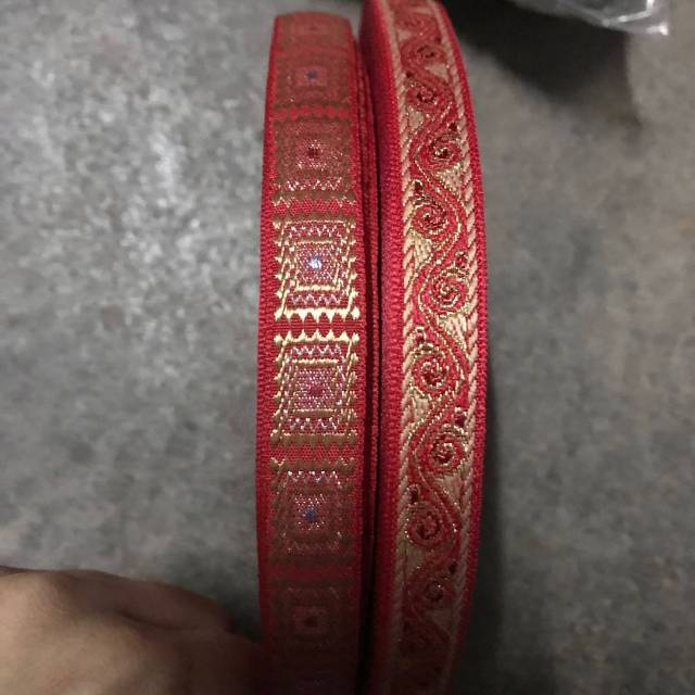 Festive Lace Accessories Red Embroidery Chinese Dress Decoration Ribbon Handmade Diy National Style Wedding Materials Specification drawing