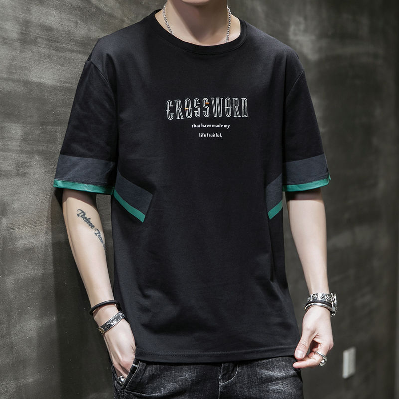 New men's popular logo T-shirt for men cotton summer men's short sleeve Korean version of loose clothing students breathable thumbnail