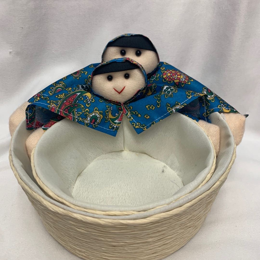 漂亮头巾女娃收纳篮草编收纳篮收纳框2件套详情图1