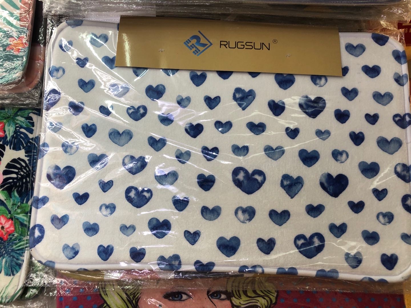 爱心蓝色地垫浴室防滑垫门垫卧室进门门口脚垫地毯吸水垫子卫生间地垫