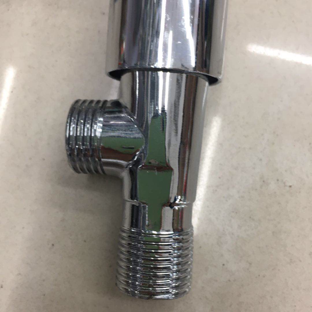 Electroplated triangular valve, toilet, water heater, cold and hot Angle valve switch, stop valve, one-in and two-out cold and hot three-way figure-eight valve Specification image