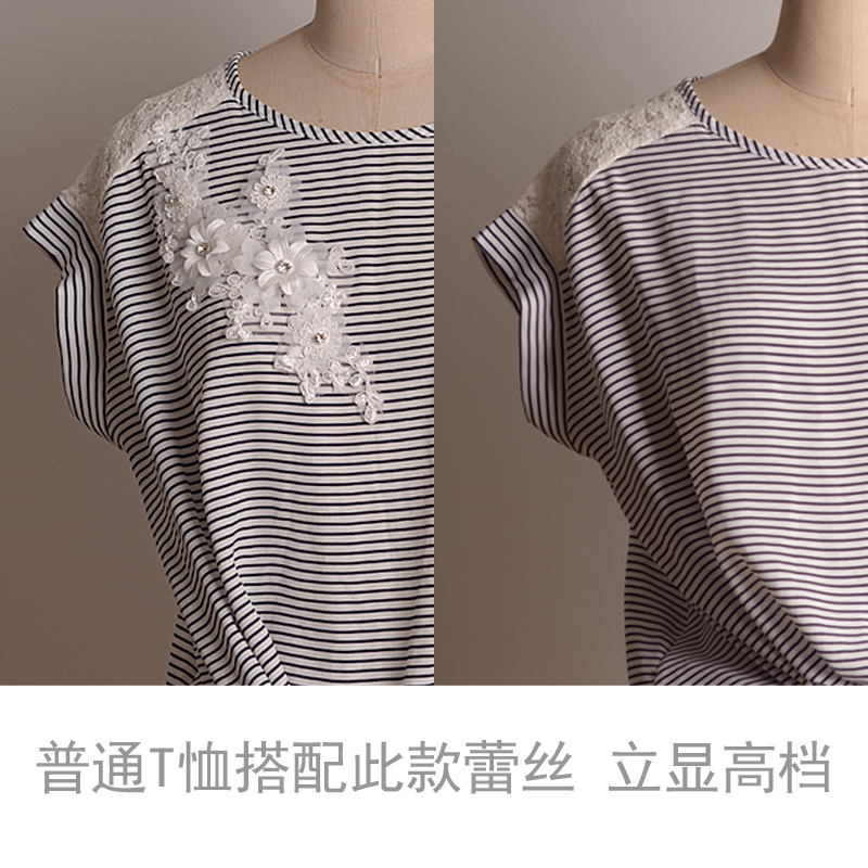 Handmade Three-Dimensional Flower Pearl Claw Diamond Lace For Bridal Wedding Dress Diy Headdress Garment Lace Material Pink White details Picture