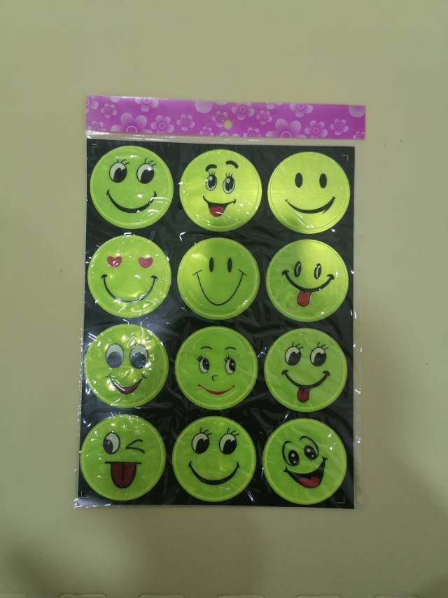 反光笑脸灸胶贴PVC贴纸DIY贴纸温州生产