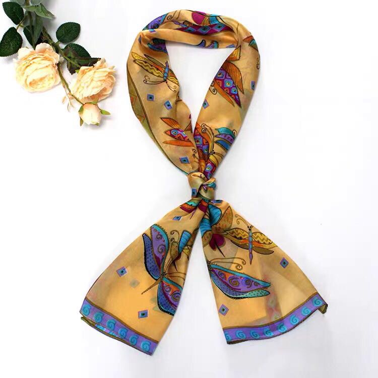 Narrow Long Silk Scarf For Women With Mulberry Silk Scarf