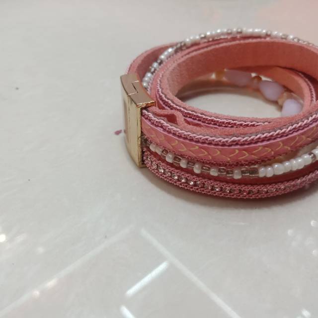 Europe And The United States Instagram Recommended Fashion Trends With Pink Diamond Magnet Buckle Bracelet Specification drawing