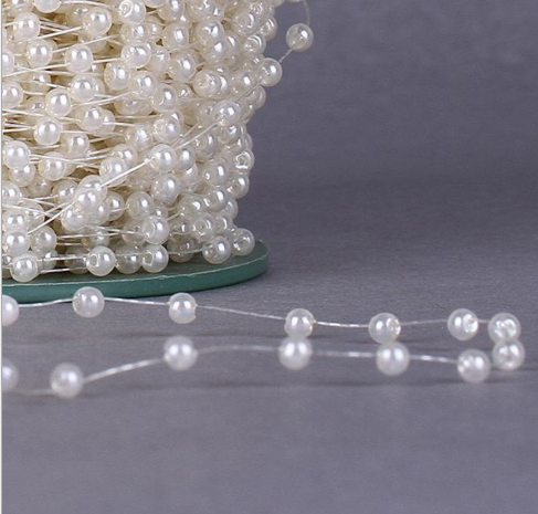 Clothing Accessories Accessories Wholesale 2.5Mm Imitation Pearl Cotton Thread Bead Chain 100 Meters Rolled Skirt Pearl Lace details Picture