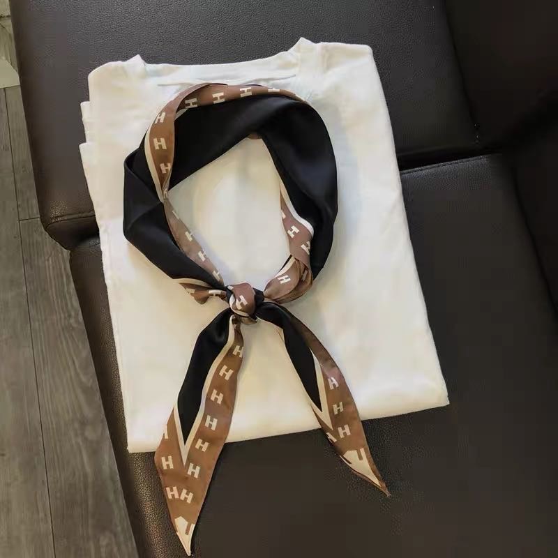 Casual All-In-One Fashion Korean Silk Scarf Black Polka Dot