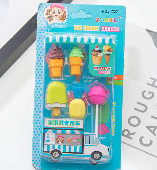 新款动物恐龙系列多彩立体造型橡皮擦3个装可爱学习文具产品图