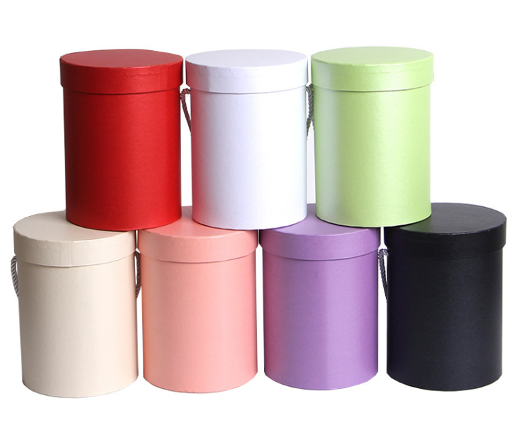 现货新款特种纸抱抱桶三件套圆形礼品盒花盒鲜花永生花圆桶包装图