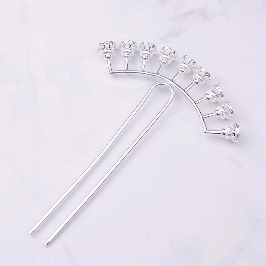 Ancient-style diy accessories, hairpins, material kits, homemade hair accessories, headwear, mixed ancient-style hair forks, nine-row bead hair forks, cast copper hair fork accessories, hair accessories
