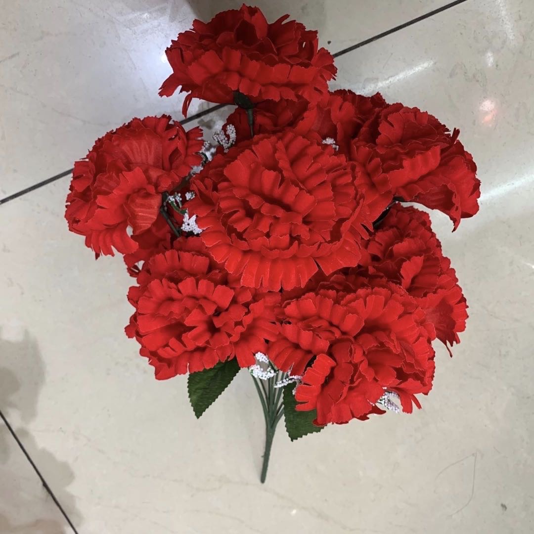 仿真花植绒花插花手捧花装饰摆件客厅卧室摆件大红色