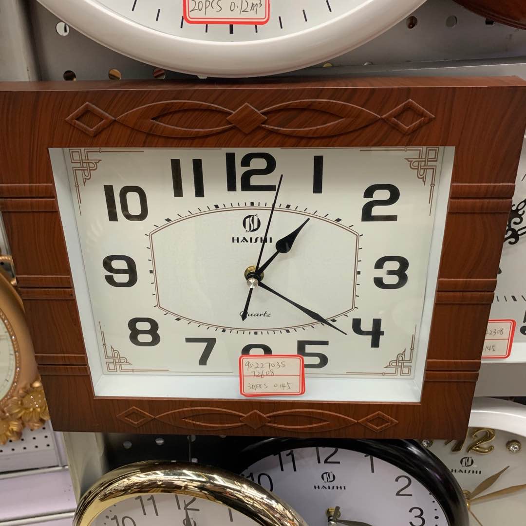 静音挂钟客厅办公现代钟表时钟棕红色简约款时尚
