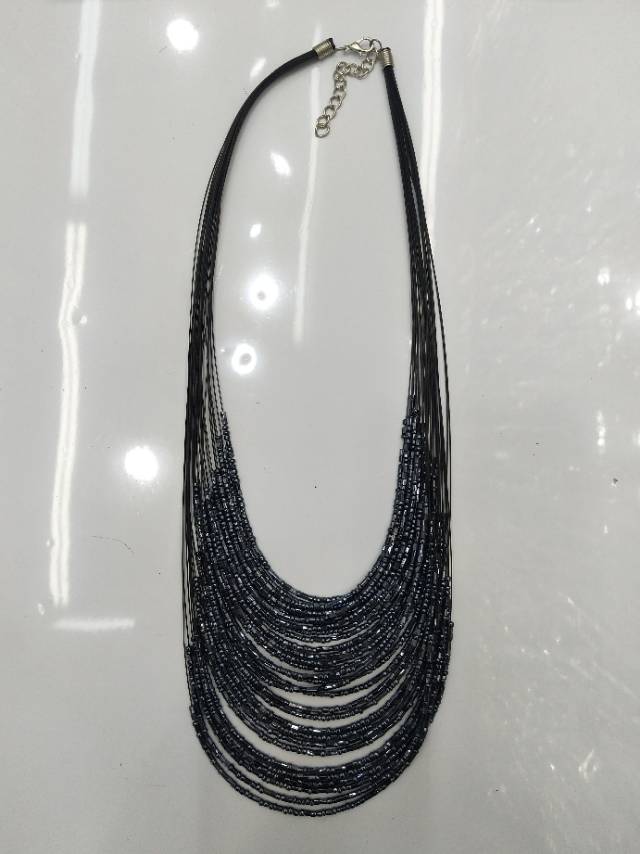 米珠多层鱼线黑色女士项链饰品