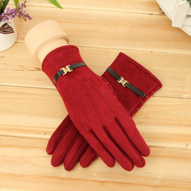 Warm Gabelle autumn winter suede gloves for ladies anti-slip massage anti-cold warm outdoor cycling gloves thumbnail