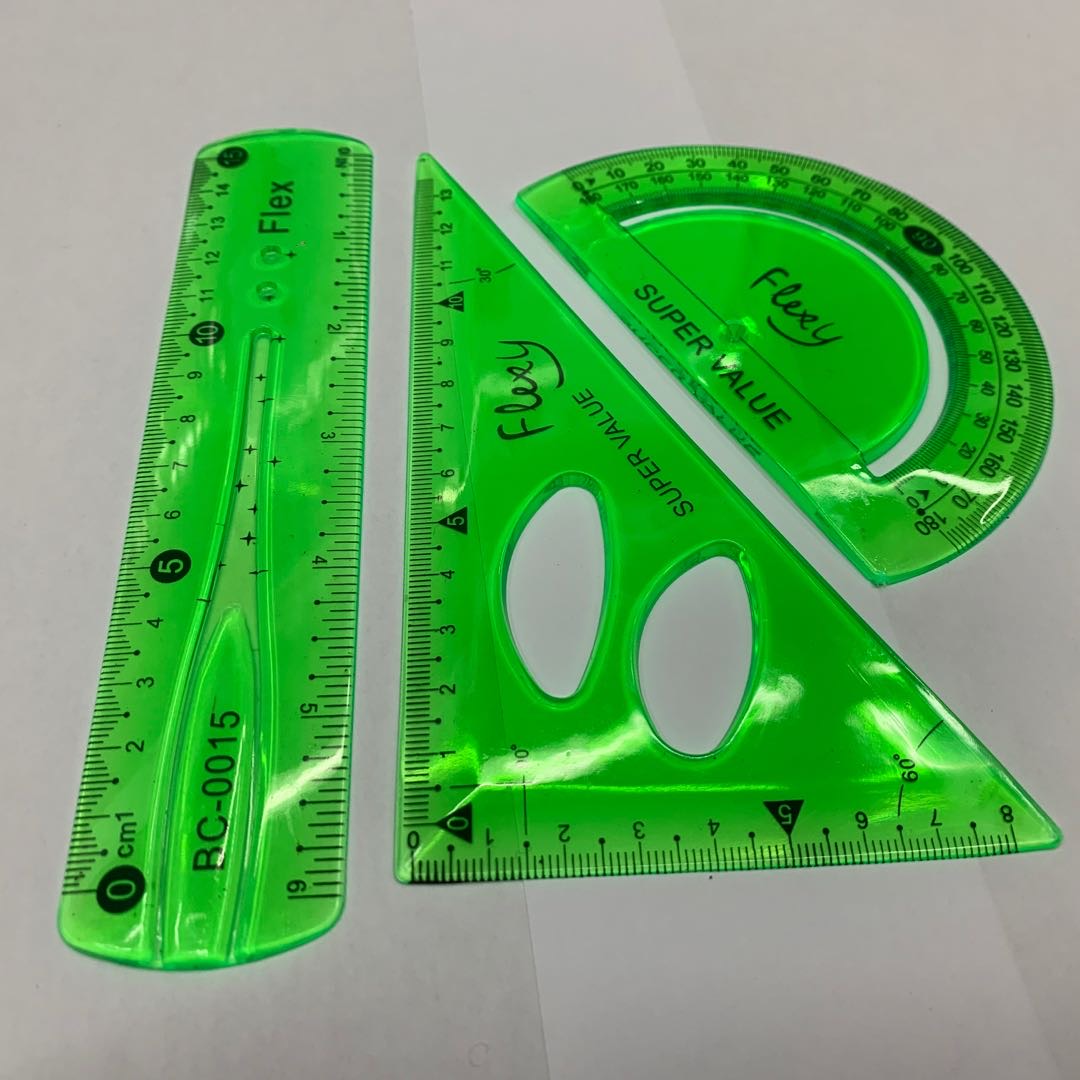 学生安全软套尺小清新软尺套装学生直尺三角尺量角器