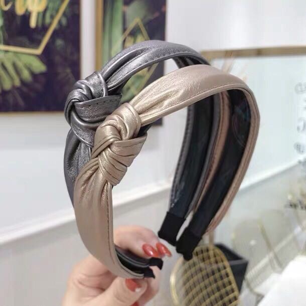 South Korea's new PU fabric knotting fine border slip hair hoop headband full figure