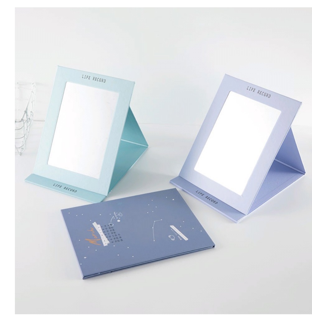 Paper mirror collapsible makeup mirror tabletop portable portable flip - cover cute student portable mirror thumbnail