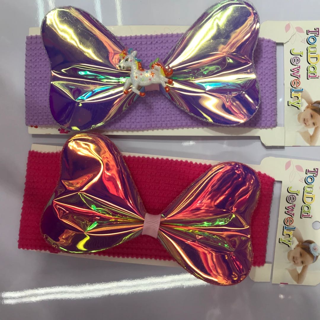 Children's headband, infant and toddler hair band, PE shiny leather bow, children's hair tie accessory