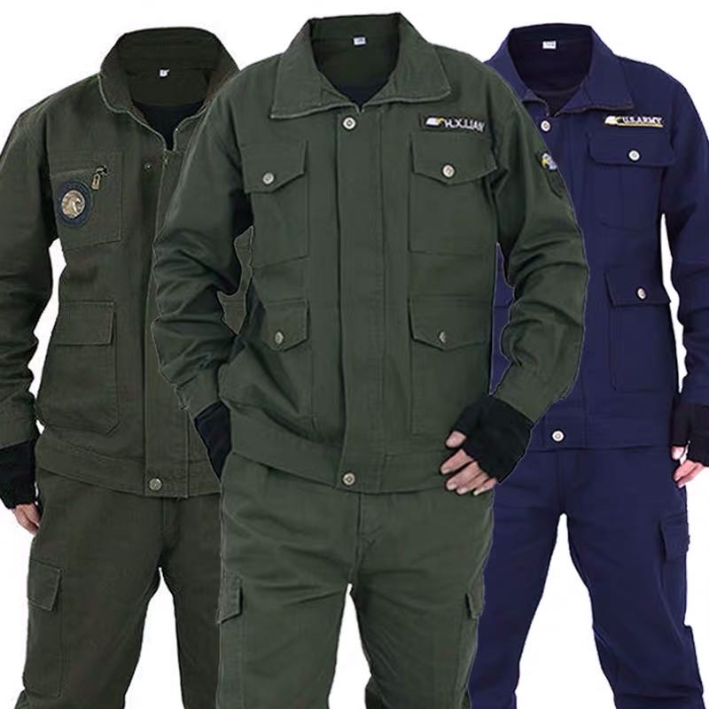 Men's work clothes, spring and autumn labor protection clothing sets, men's anti-scald and wear-resistant spring work clothes, men's labor welding uniforms, pure cotton details Picture
