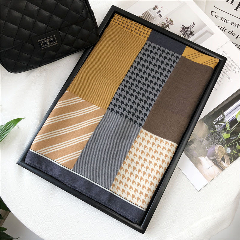 Multi-Color Pattern Splicing Design Scarf Scarf Long Style Temperament details Picture
