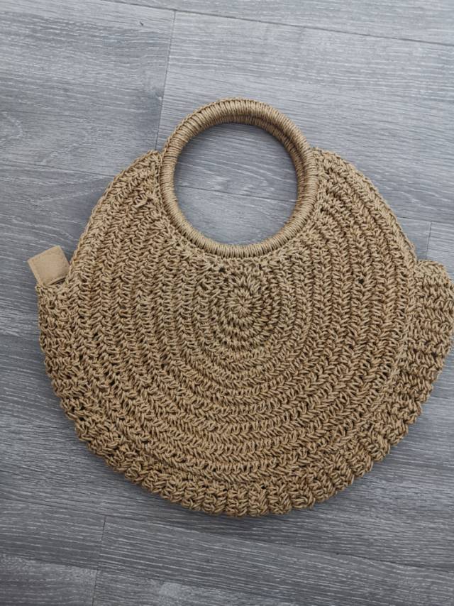Mori Simple Hand-Woven Straw Bag Solid Color Leisure Hand-Woven Beach Bag
