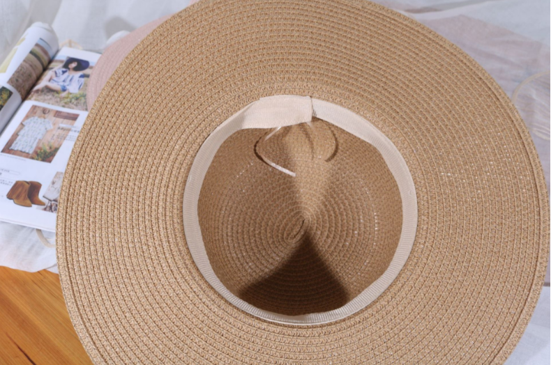 Summer A Flower Hand Hook Straw Hat Korean Women's Foldable Sun Hat With Sunblock Outdoor Beach Straw Hat Specification drawing