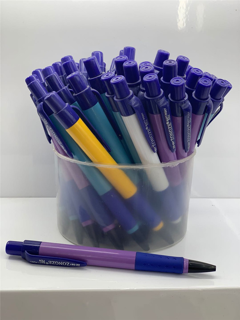 Zongze Brand High-Grade Pressing Blue Ballpoint Pen Office Learning Universal Pen Specification drawing
