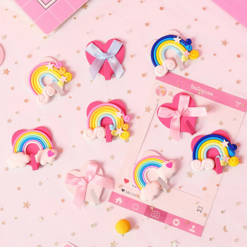 1540梦幻彩虹蝴蝶结粘钩软妹爱心可爱免钉无痕挂钩房间装饰钩子细节图