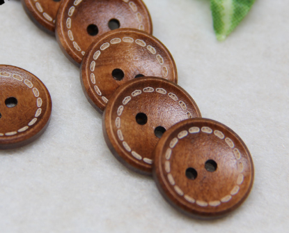 Clothing Accessories Two Eyes Round Wood Button Bowl Button Dotted Line Concave Belly Button full figure