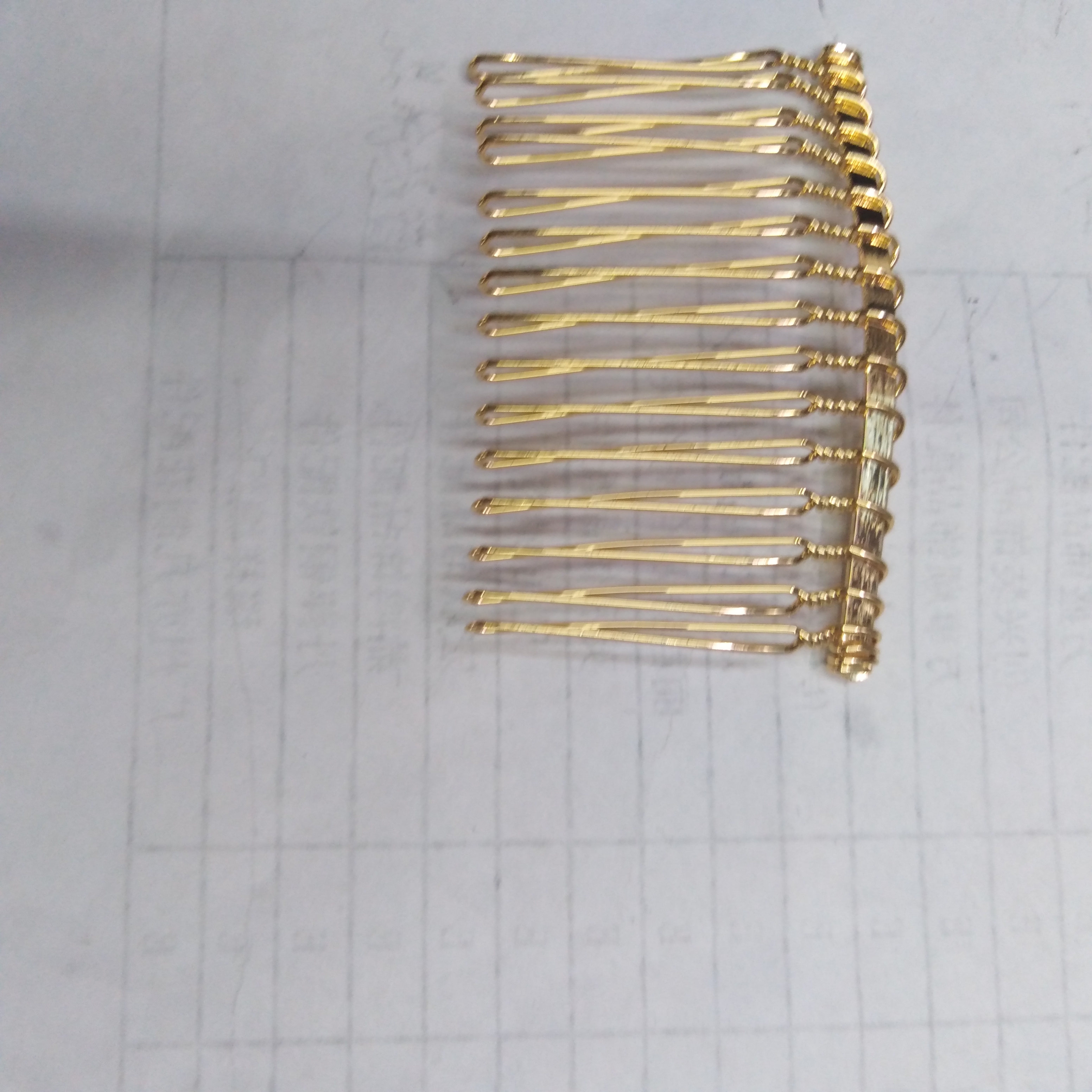 Metal hair, golden insert comb, multi-toothed updo comb, bangs comb, handcrafted material