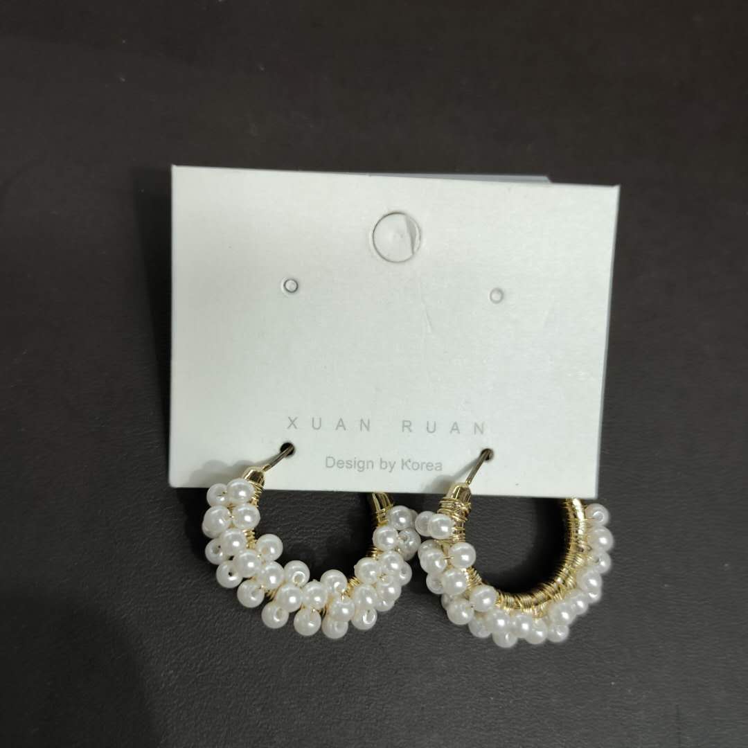 流行韩国风珍珠绕铜耳环女气质潮流耳饰