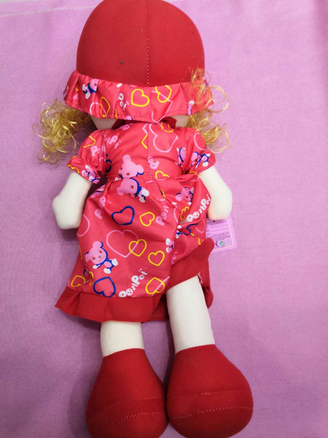 Golden wig, wavy hat, heart-shaped dress, big-eyed doll, plush toy Specification image