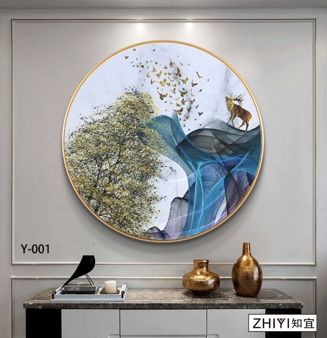 Nordic light luxury oil painting cloth plus pen decorative painting living room dining room porch hanging painting