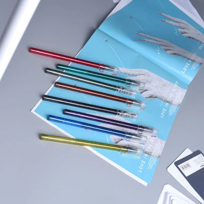 Yiwu Good Goods Color Neutral Pen 8 Colors A Card Color-Changing Color Pearl Flash Metallic Color Gel Flash Chalk