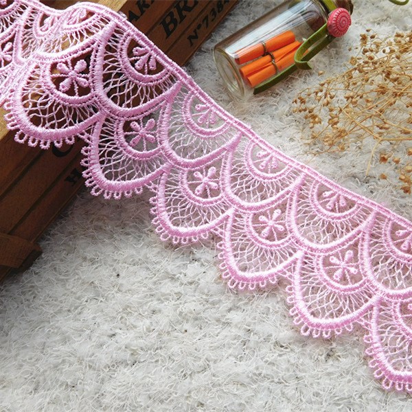 Pink exquisite water-soluble embroidered lace trim, diy handcrafted hair accessory material, girls' clothing decoration accessories