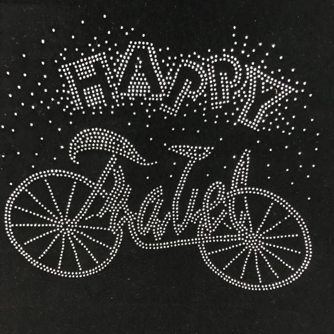 烫图银色自行车happy英文字母制成可爱俏皮活泼
