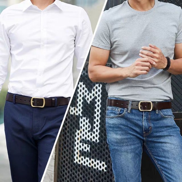 Italian Leather Men's Belt Frosted Wash Casual All-In-One Retro Belt Men's British Style Belt Specification drawing