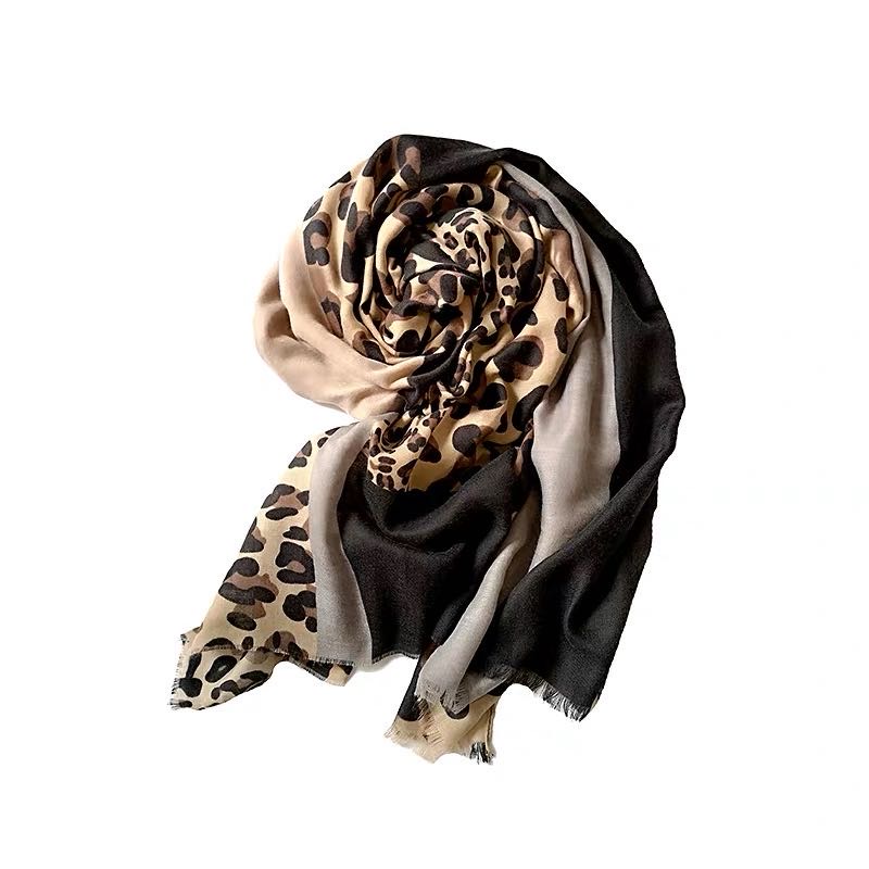 Leopard Print Scarf Scarf Shawl In Ladylike Style Long Specification drawing