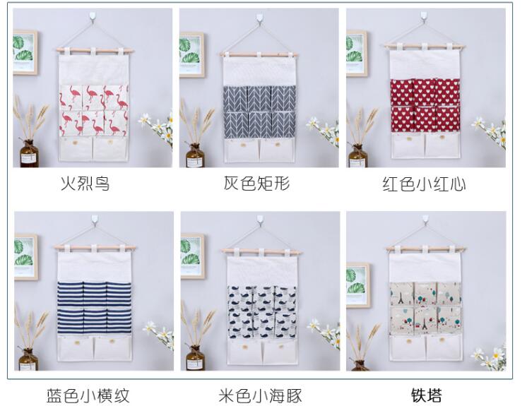 Linen Button 8 Bags Home Cotton Linen Storage Bag Cloth Behind The Door Sundry Storage Bag Student Dormitory Storage Hanging Bag Can Be Customized