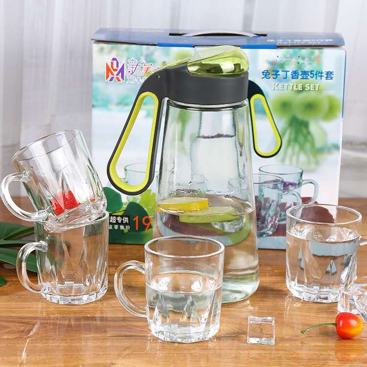 New Rabbit Clove Water Set 5-Piece Home Glass Cold Water Bottle Set Juice Pot Set details Picture
